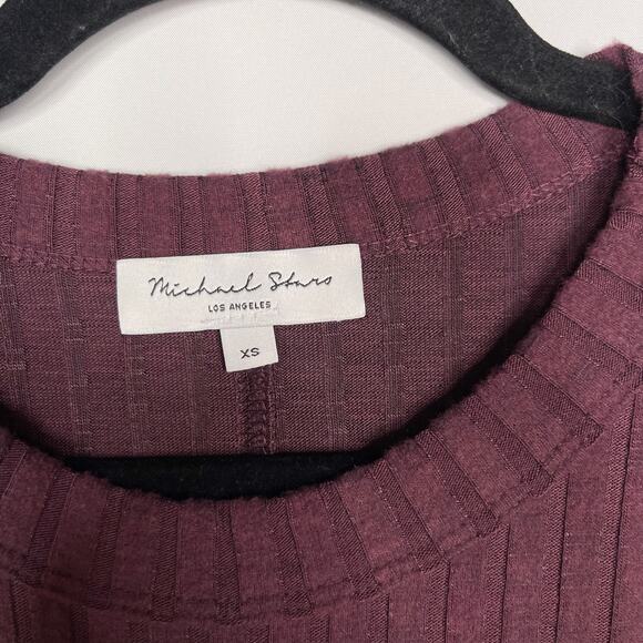 Michael Stars XSmall Purple Plum Solana Ribbed Maxi Dress Sleeveless Tie Waist - Picture 9 of 11